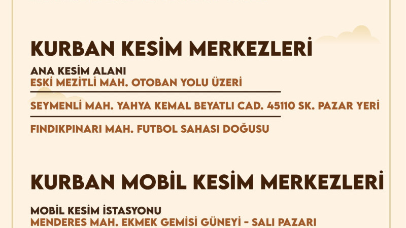 MEZİTLİ BELEDİYESİ’NDEN KURBAN BAYRAMI DÜZENLEMESİ